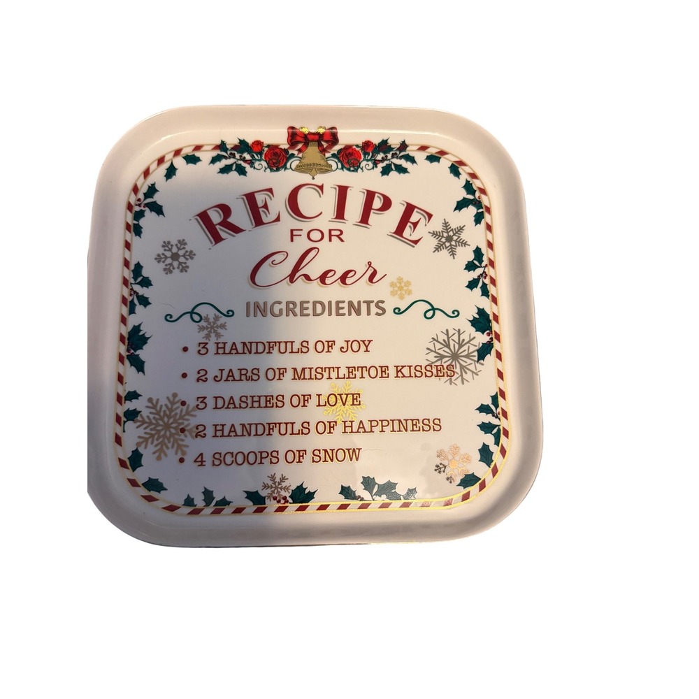 Ashland Christmas Recipe for Cheer Melamine Square Serving Tray Holiday Plate